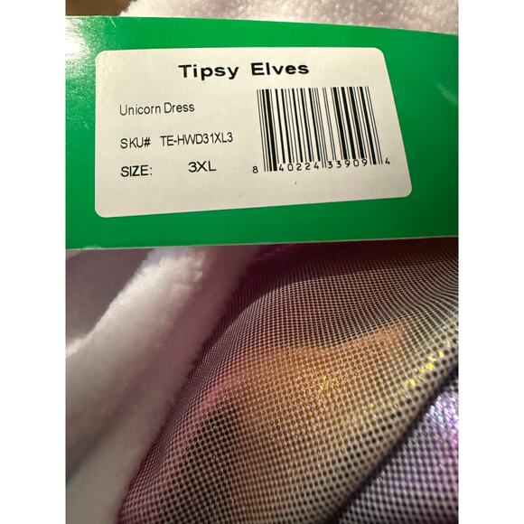 Tipsy Elves Unicorn Sweater Dress, Gold Trim Pink Tail, Women's Size 3XL, NWT - Picture 7 of 9